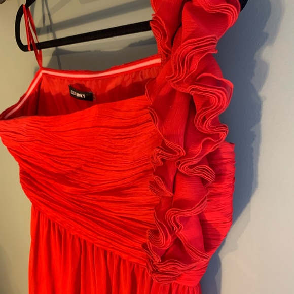Ellen Tracy Red Sz 14 One Shoulder Cocktail Dress - Picture 2 of 6